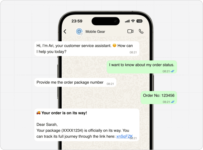 WhatsApp agent conversation