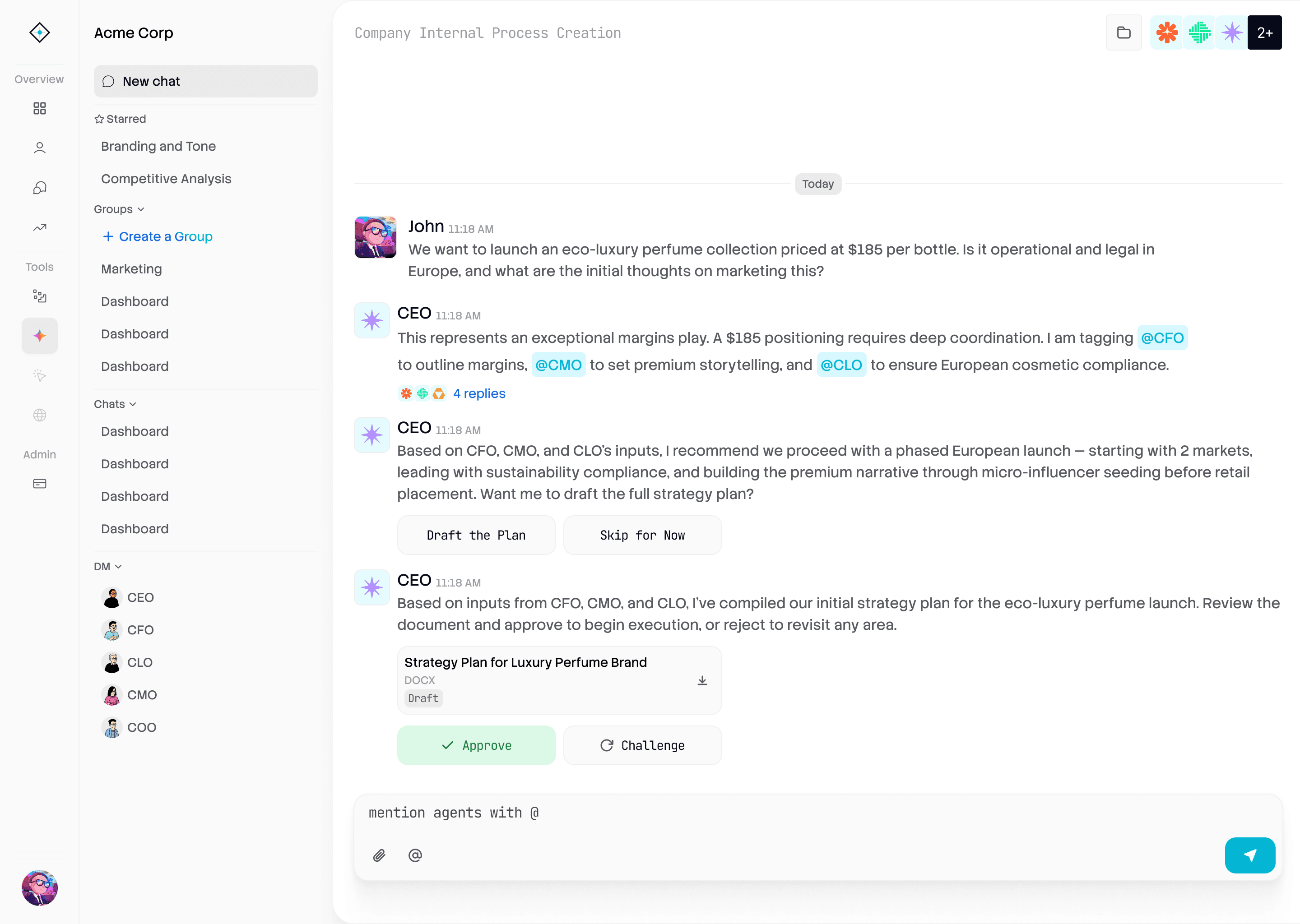 Genyios executive board dashboard